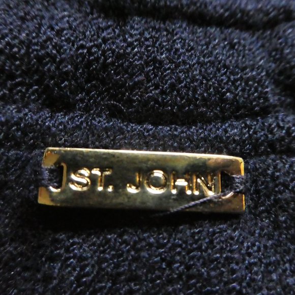 St John Shorts Navy Blue Santana Knit Gold Hardware Elastic High Waisted L